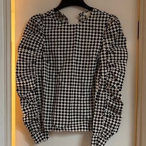 H&M Black and White Geometric Blouse